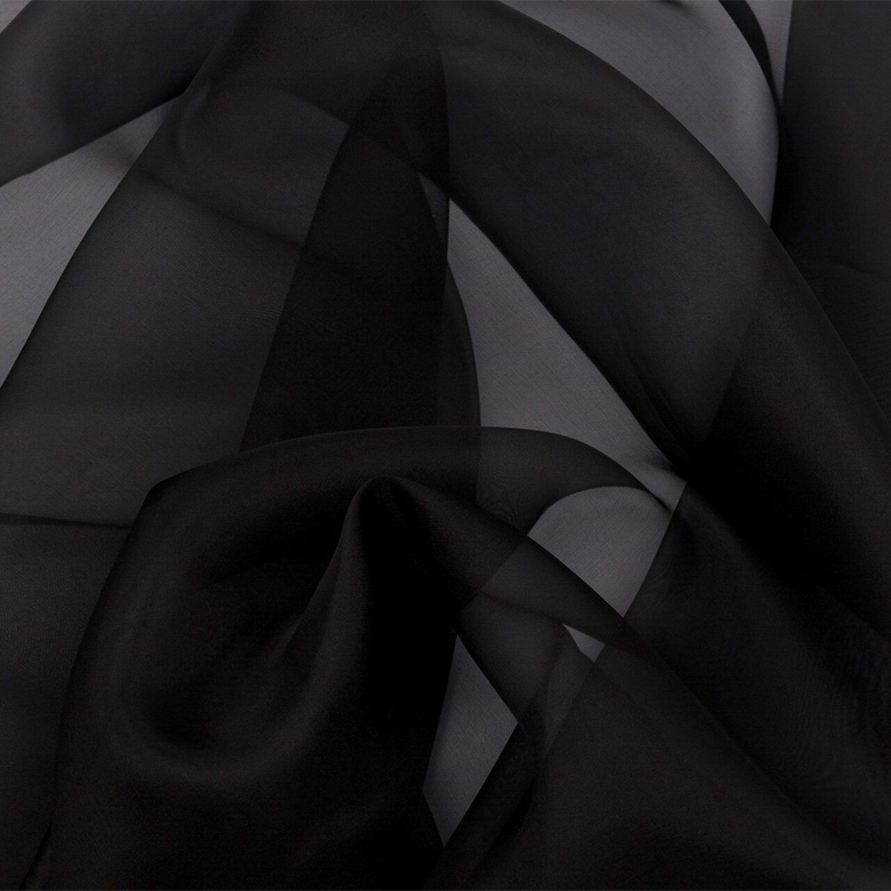 1 Yard Black Silk Organza Fabric Lightweight Sheer Material for Couture and Evening Wear 44 Inch Width
